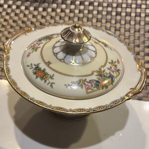 Elegant Floral Porcelain Covered Dish
